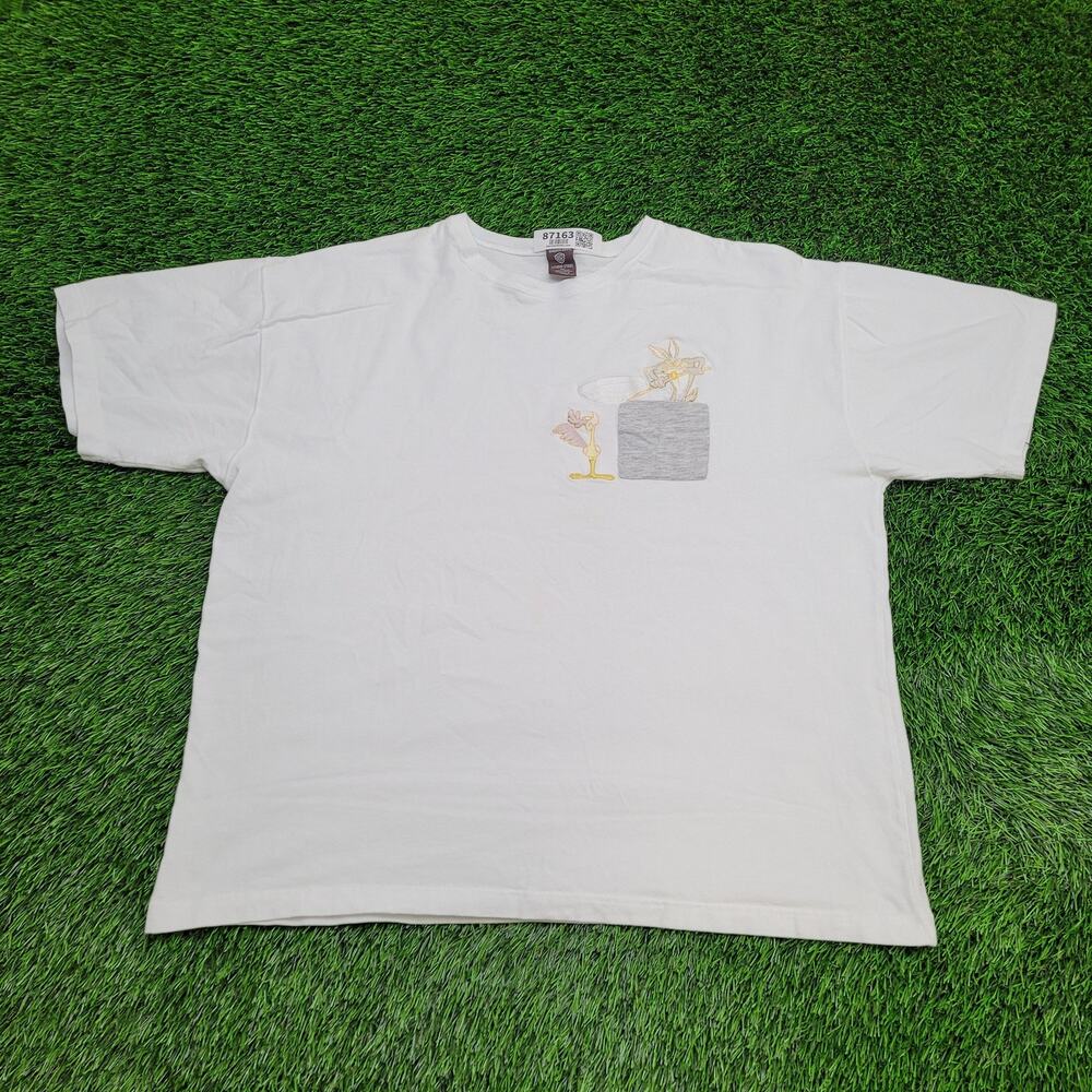 Looney-Tunes Cayote Road-Runner Pocket Shirt Womens 2XL 25x27 White